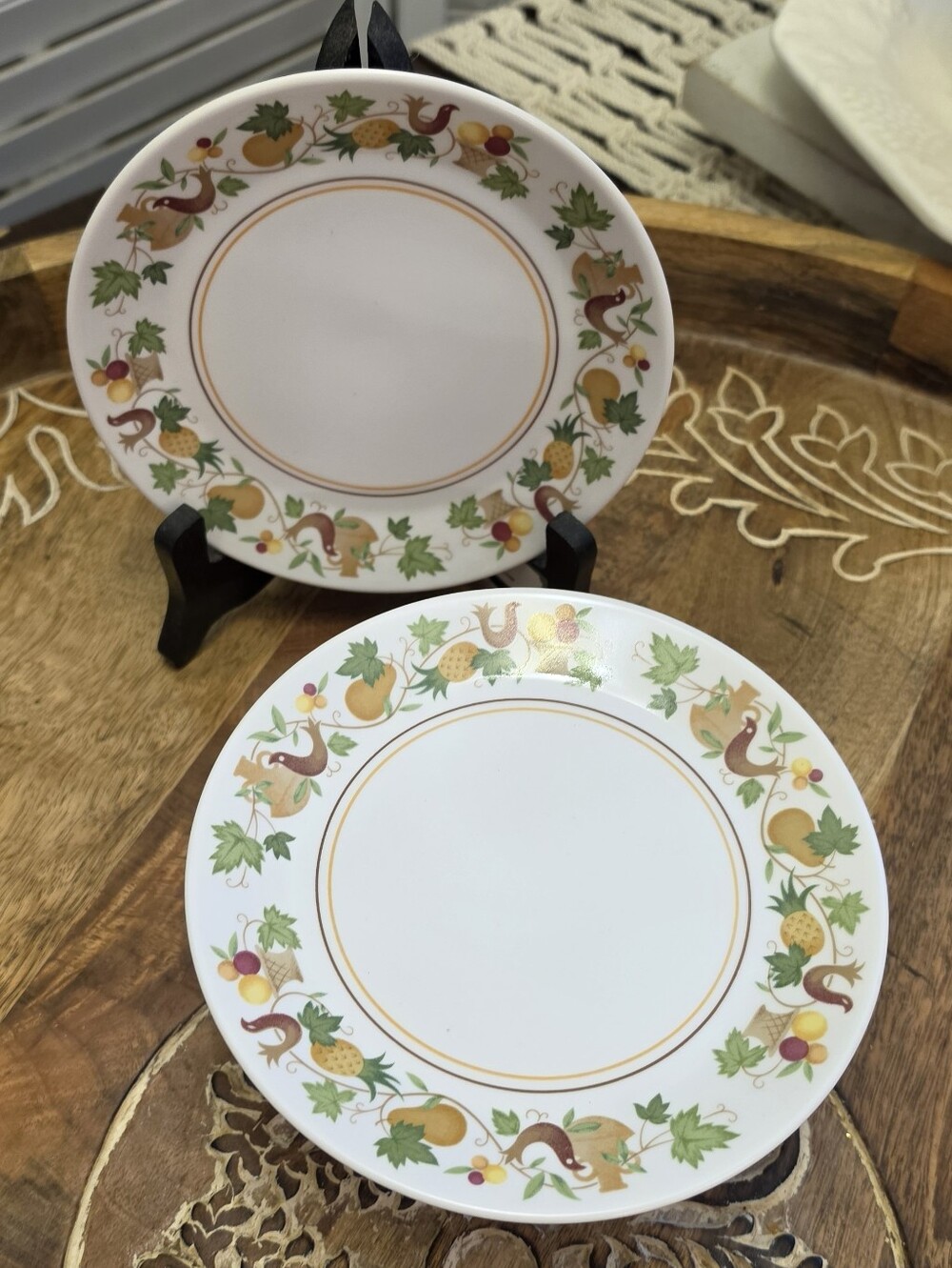 Vintage Noritake Homecoming 9002 Bread Plates 6.25" Set of 2 Birds & Fruit